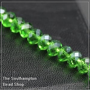 Chinese 4x6mm Rondelle Crystals - Fern Green